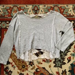 FREE PEOPLE cropped lace back sweater